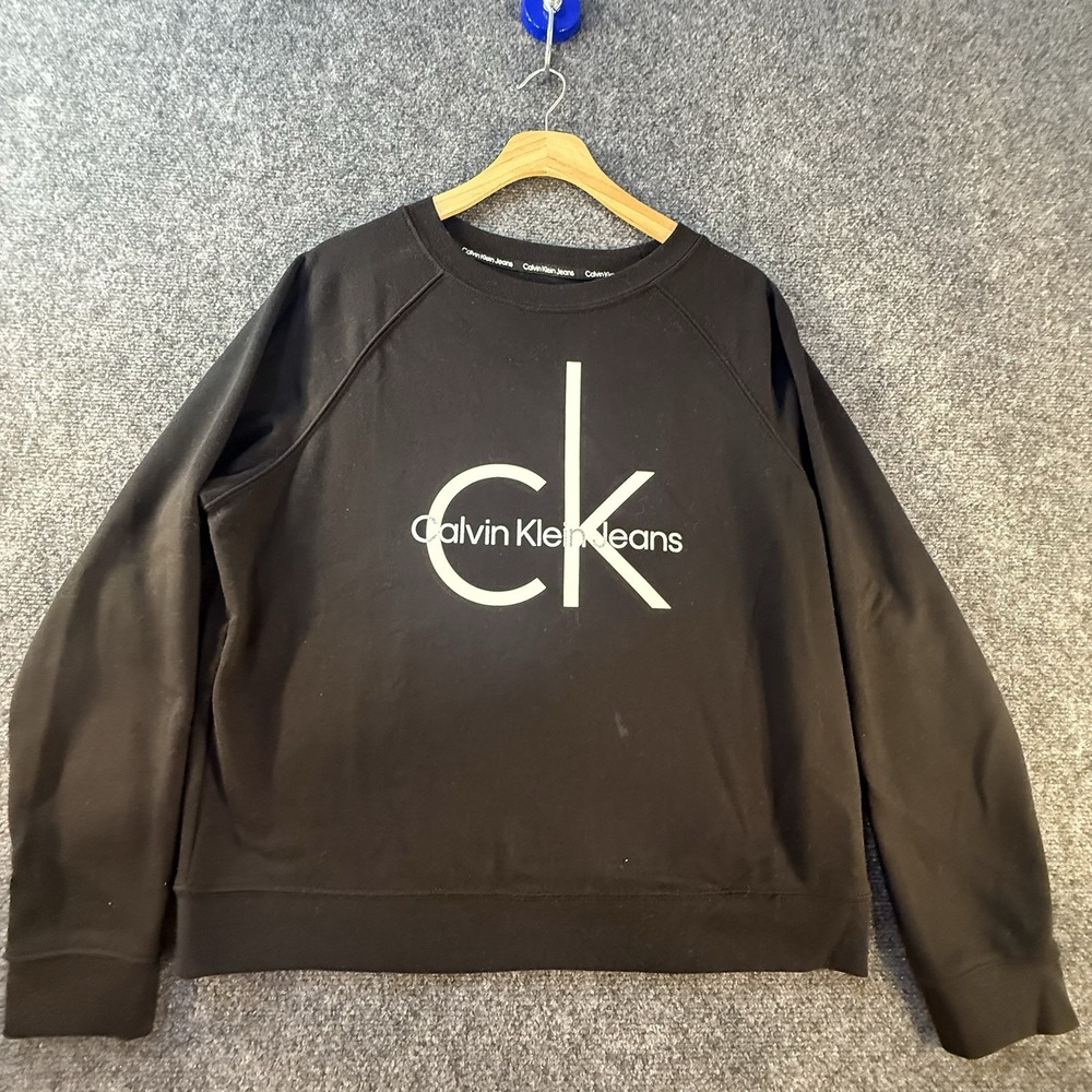 Calvin Klein CK Crew Neck Logo Sweatshirt Womens‎ Large Black